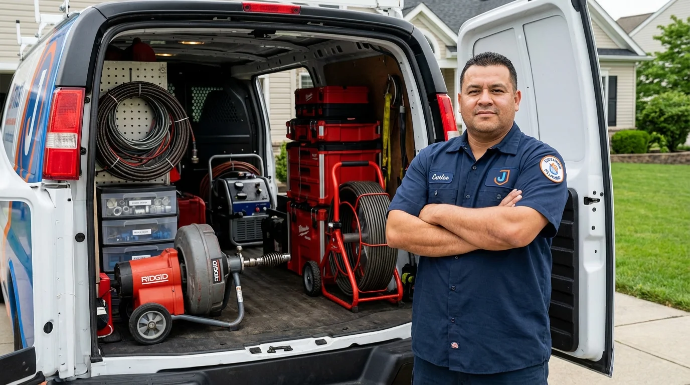 Professional drain cleaning equipment and Johns Plumbing LLC plumber in Vernon