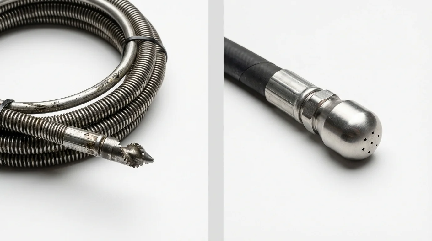 Drain snake cable and hydro jetting nozzle used for drain cleaning in Vernon, TX