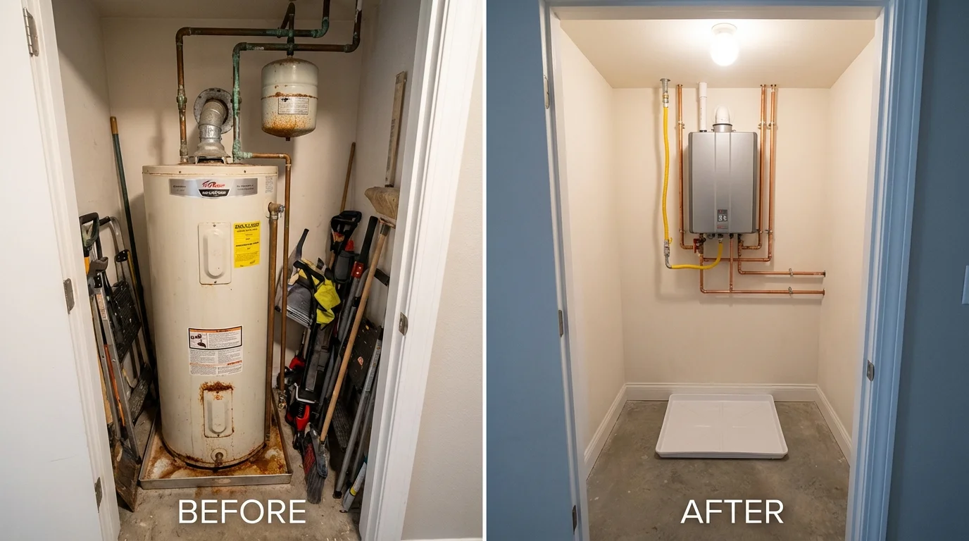 Tank water heater versus wall-mounted tankless unit comparison for Vernon, TX homeowners